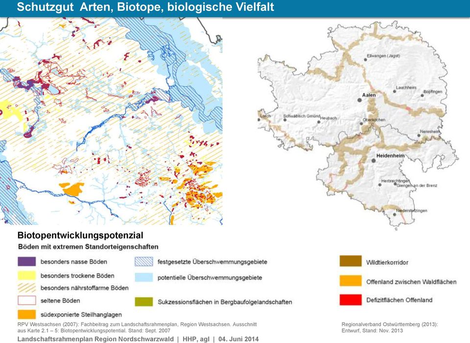 Westsachsen. Ausschnitt aus Karte 2.1 5: Biotopentwicklungspotential.