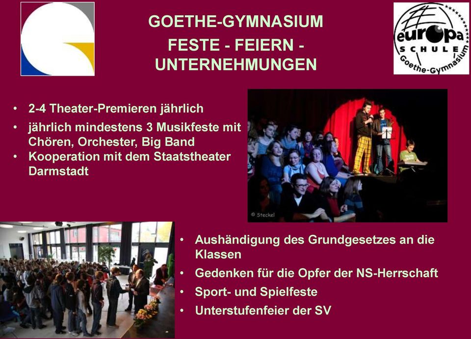 Staatstheater Darmstadt Aushändigung des Grundgesetzes an die Klassen