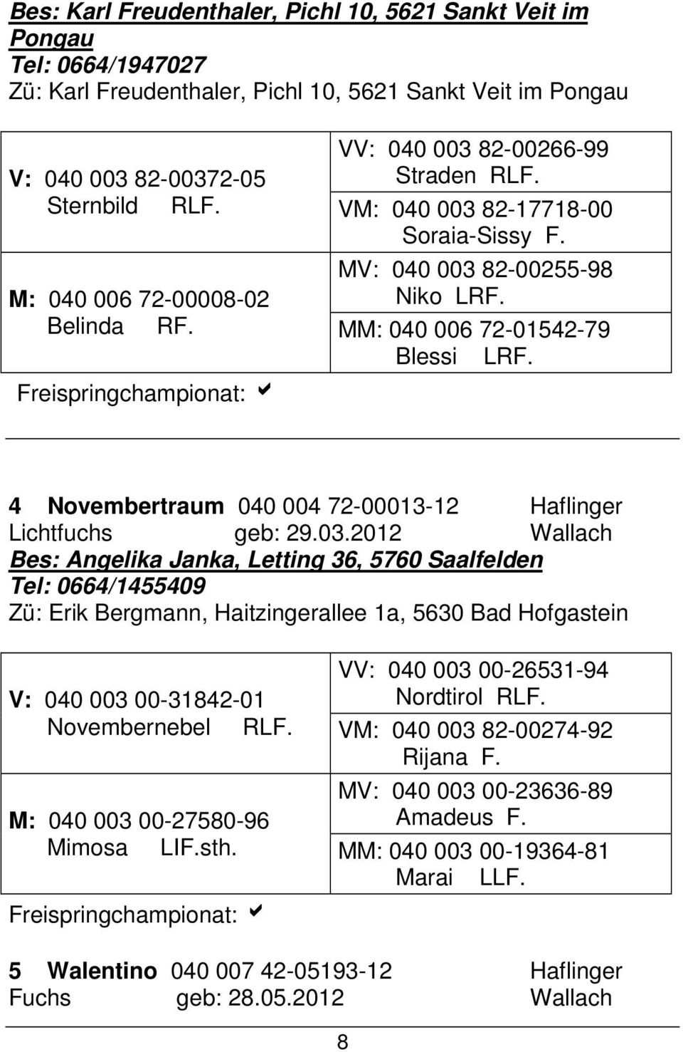 4 Novembertraum 040 004 72-00013-12 Haflinger Lichtfuchs geb: 29.03.