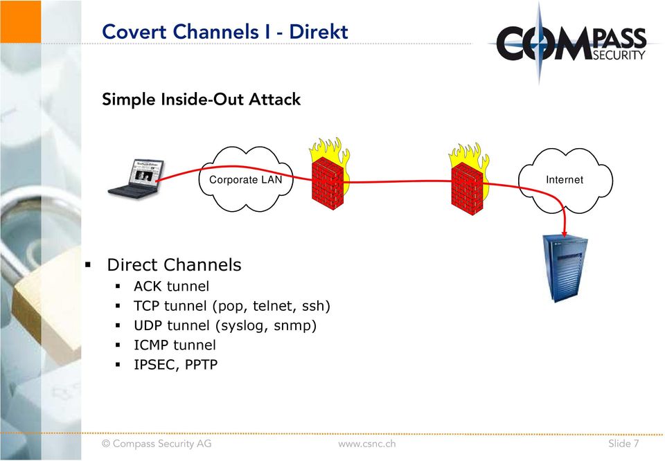 ACK tunnel TCP tunnel (pop, telnet, ssh) UDP
