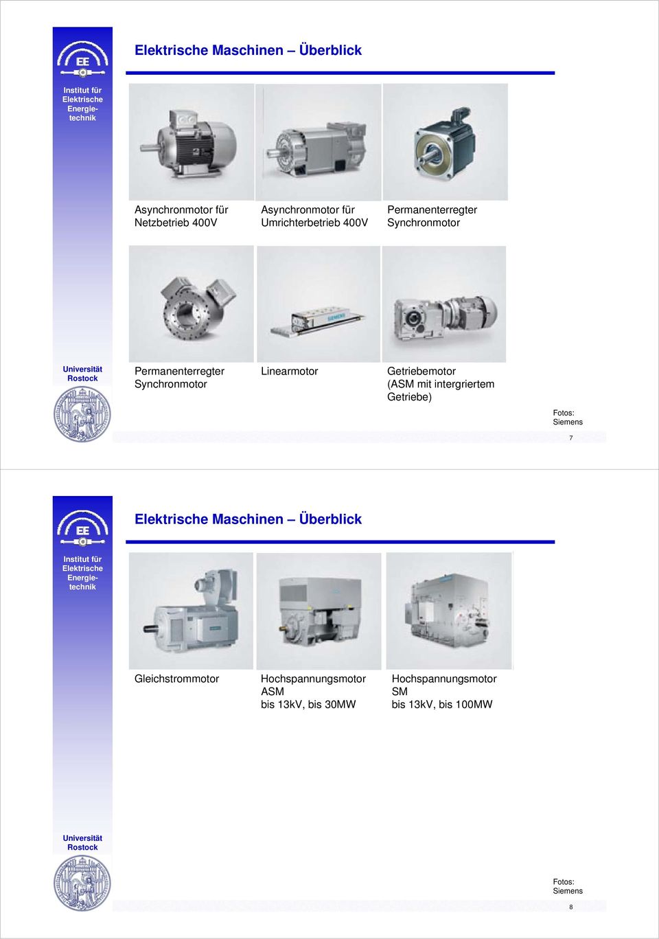 Getriebemotor (ASM mit intergriertem Getriebe) Fotos: Siemens 7 Maschinen Überblick