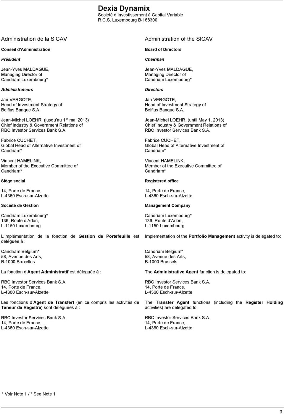 Fabrice CUCHET, Global Head of Alternative Investment of Candriam* Vincent HAMELINK, Member of the Executive Committee of Candriam* Siège social 14, Porte de France, L-4360 Esch-sur-Alzette Société