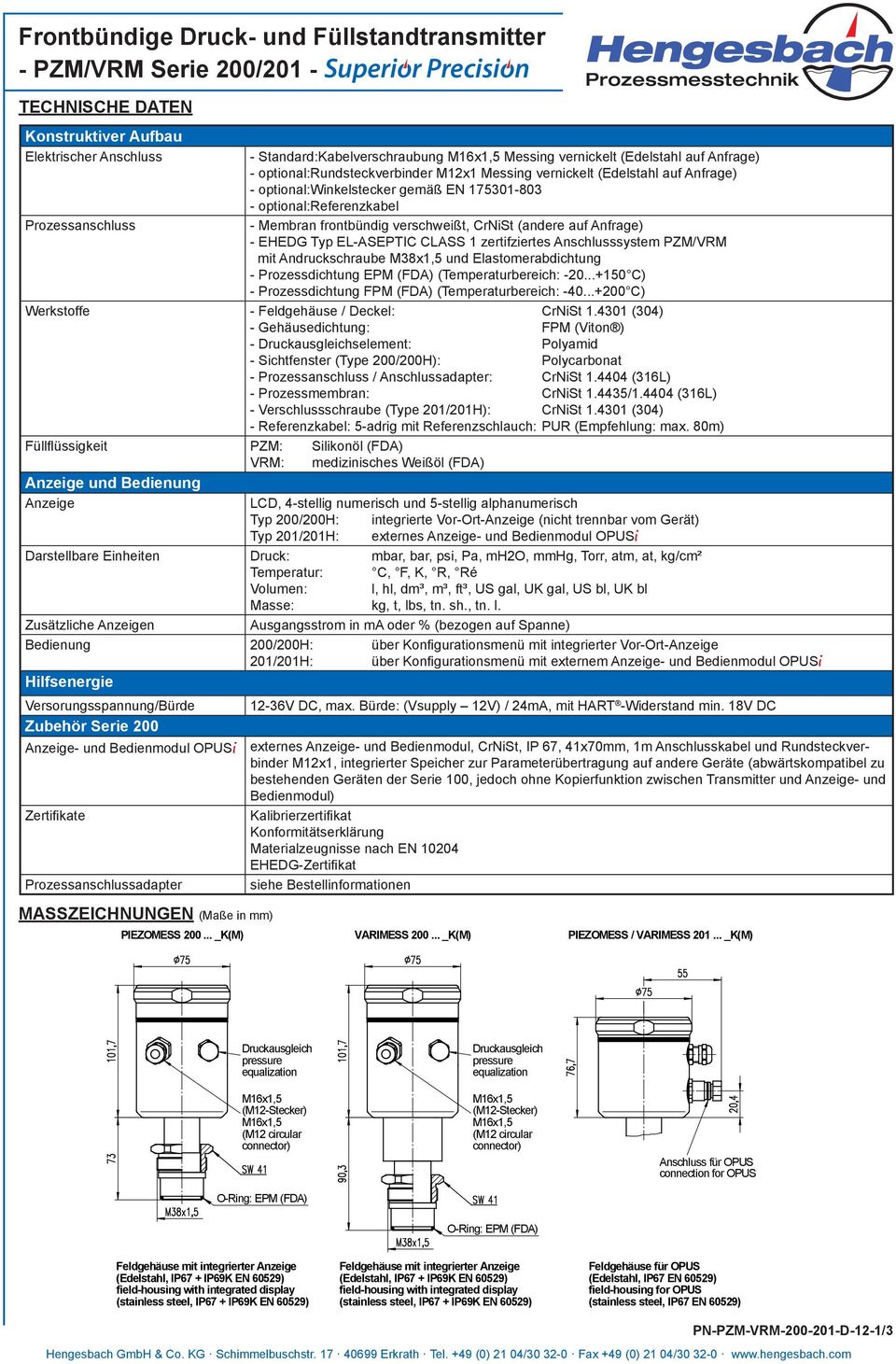 CLASS 1 zertifziertes Anschlusssystem PZM/VRM mit Andruckschraube M38x1,5 und Elastomerabdichtung - Prozessdichtung EPM (FDA) (Temperaturbereich: -20.