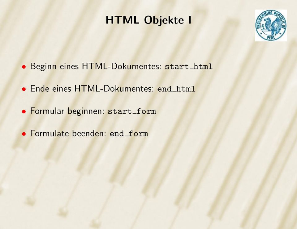 eines HTML-Dokumentes: end html