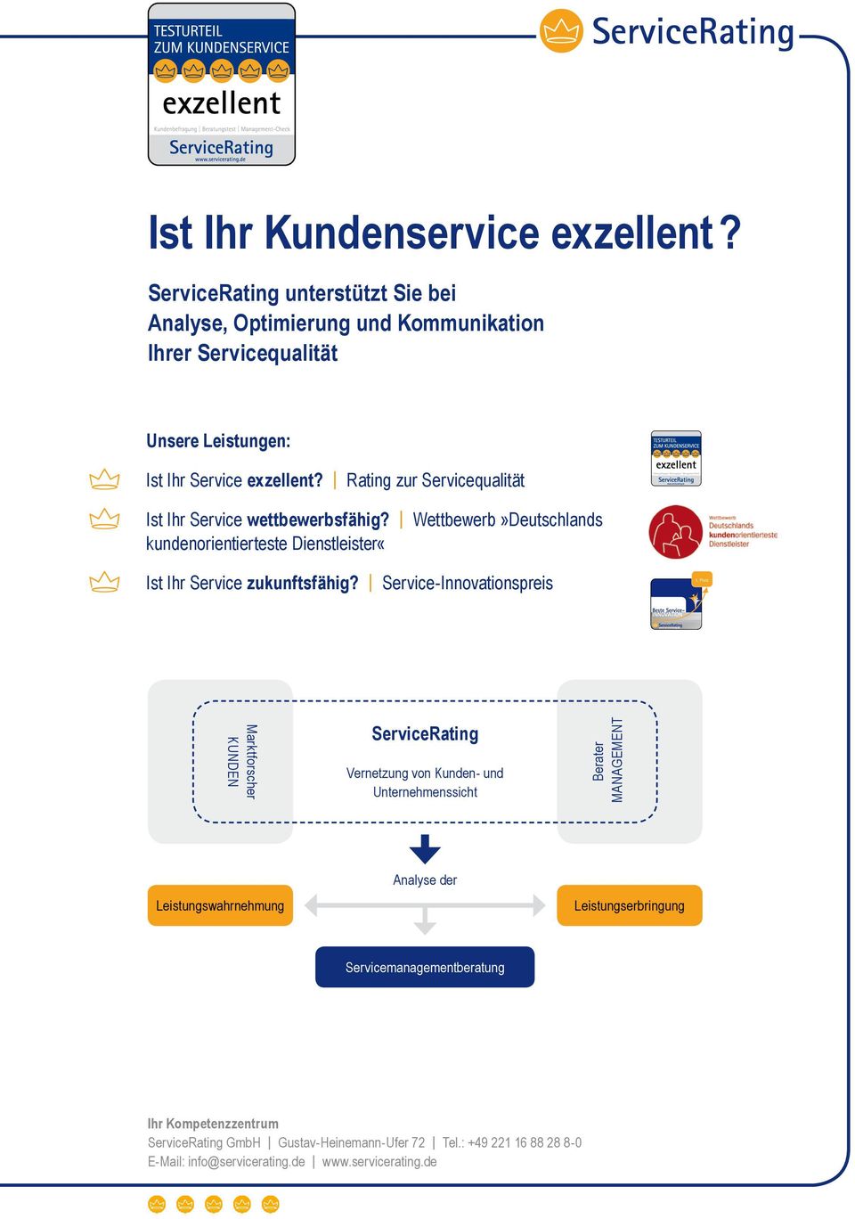 Rating zur Servicequalität Ist Ihr Service wettbewerbsfähig? Wettbewerb»Deutschlands kundenorientierteste Dienstleister«Ist Ihr Service zukunftsfähig?