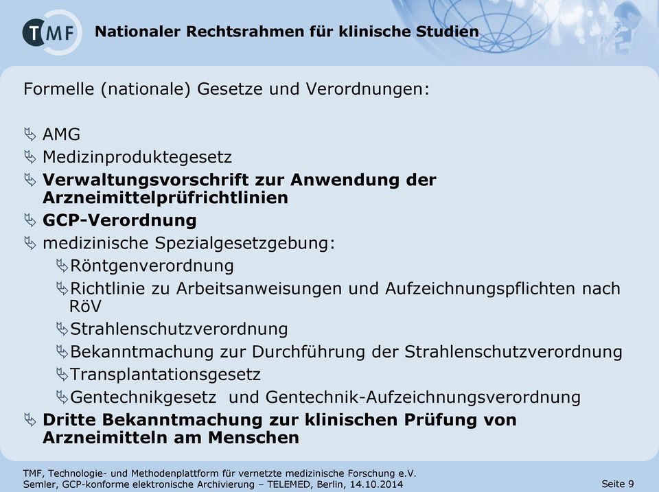 RöV Strahlenschutzverordnung Bekanntmachung zur Durchführung der Strahlenschutzverordnung Transplantationsgesetz Gentechnikgesetz und