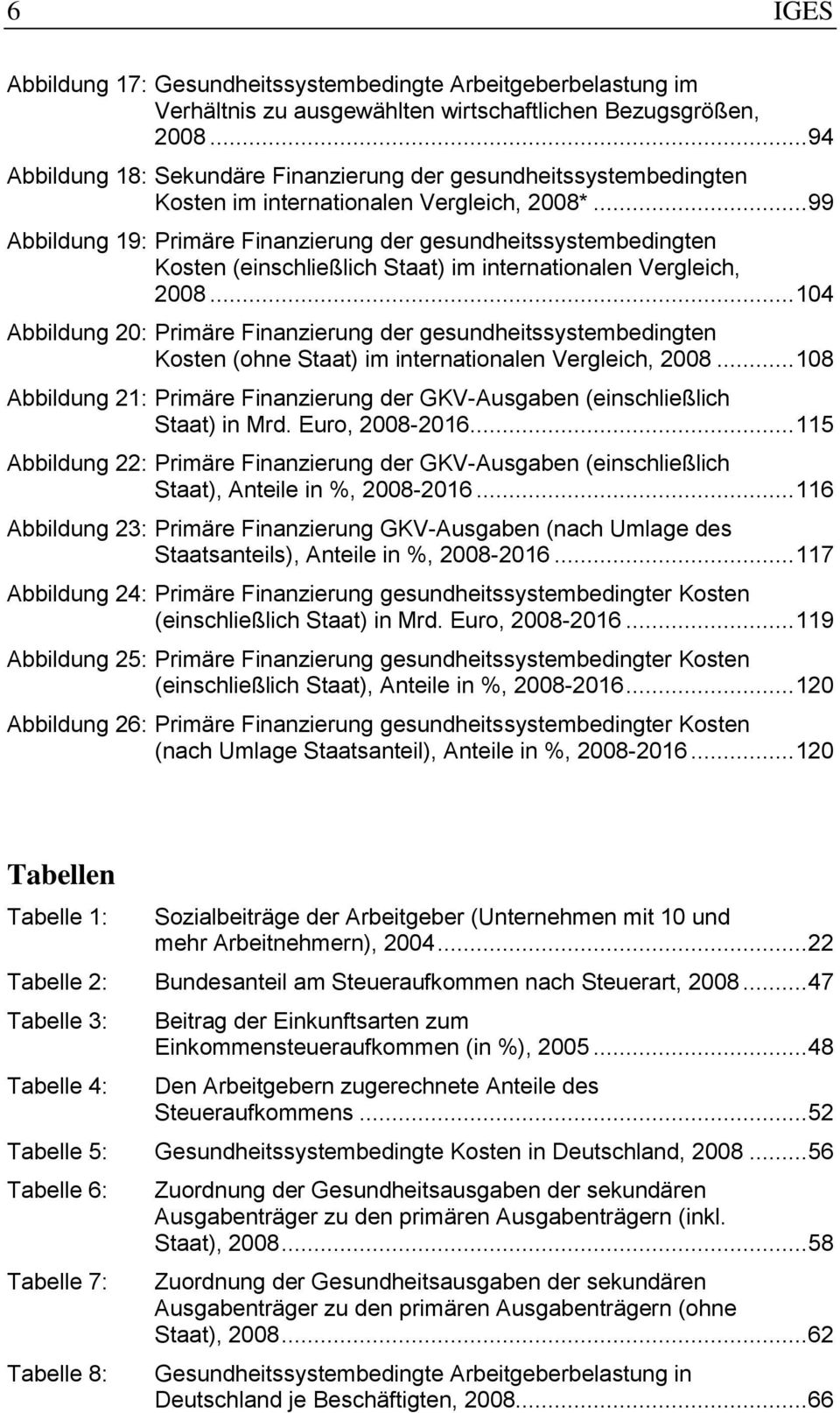 .. 99 Abbildung 19: Primäre Finanzierung der gesundheitssystembedingten Kosten (einschließlich Staat) im internationalen Vergleich, 2008.