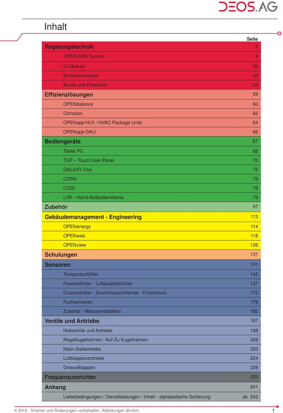 OPENview 126 Schulungen 131 Sensoren 141 Temperaturfühler 142 Feuchtefühler - Luftqualitätsfühler 7 Druckschalter - Druckmessumformer - Frostschutz 172 Funksensoren 178 Zubehör - Messwerttabellen 182