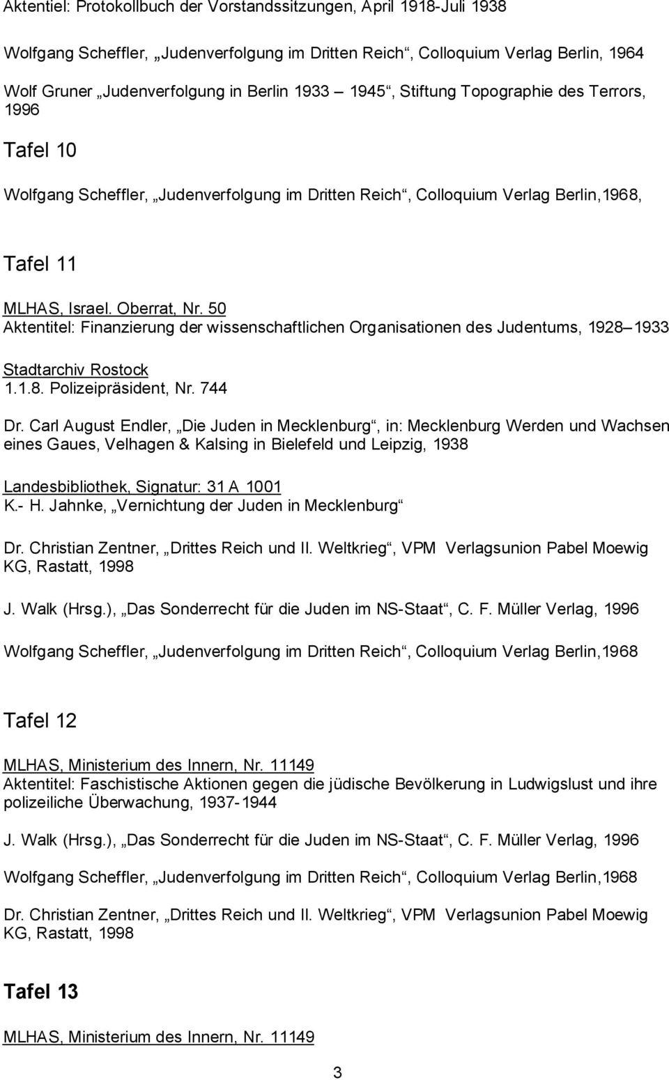50 Aktentitel: Finanzierung der wissenschaftlichen Organisationen des Judentums, 1928 1933 Stadtarchiv Rostock 1.1.8. Polizeipräsident, Nr. 744 Dr.
