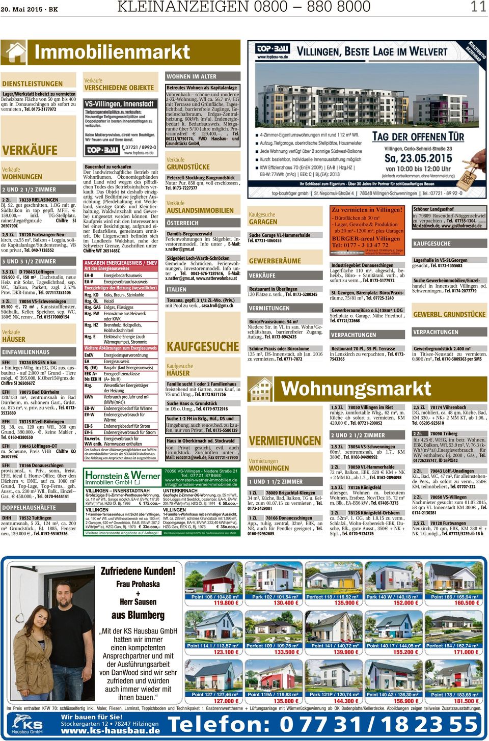 0173-3177972 WOHNEN IM ALTER Verkäufe VERSCHIEDENE OBJEKTE Betreutes Wohnen als Kapitalanlage Vöhrenbach - schöne und moderne 2-Zi.-Wohnung, Wfl ca.