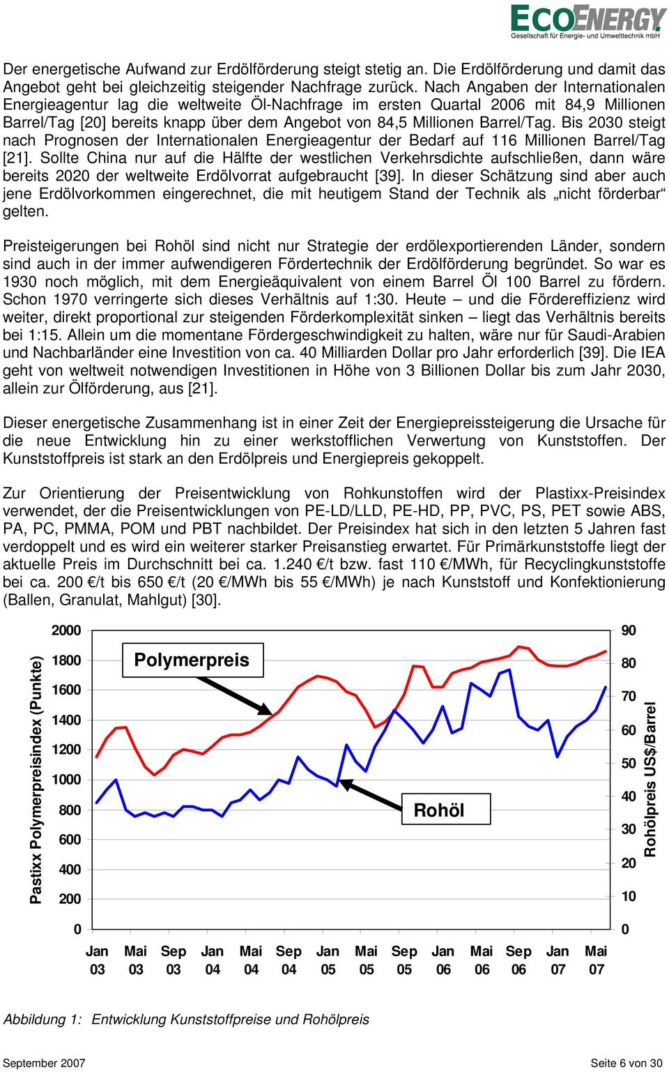 Bis 2030 steigt nach Prognosen der Internationalen Energieagentur der Bedarf auf 116 Millionen Barrel/Tag [21].