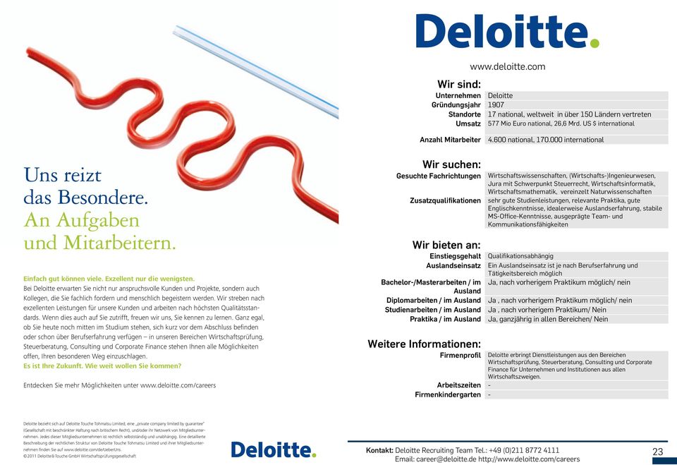 Bei Deloitte erwarten Sie nicht nur anspruchsvolle Kunden und Projekte, sondern auch Kollegen, die Sie fachlich fordern und menschlich begeistern werden.