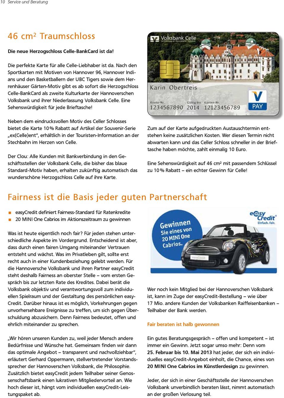 zweite Kulturkarte der Hannoverschen Volksbank und ihrer Niederlassung Volksbank Celle. Eine Sehenswürdigkeit für jede Brieftasche!
