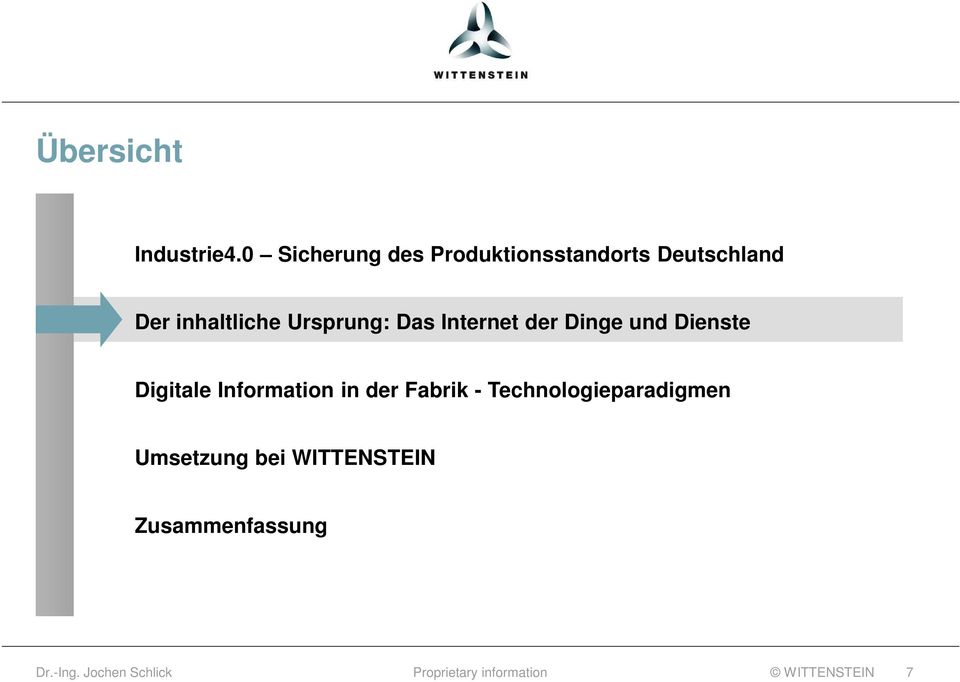 Ursprung: Das Internet der Dinge und Dienste Digitale Information in der