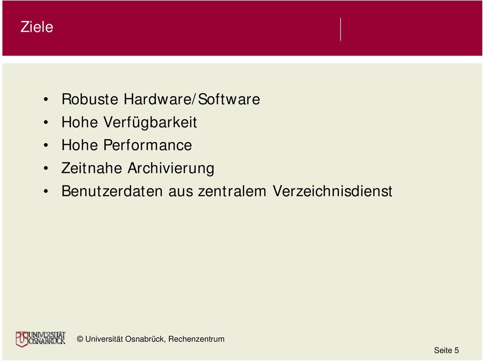 Zeitnahe Archivierung Benutzerdaten