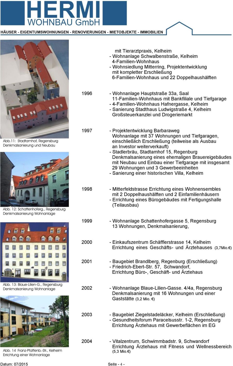 Großsteuerkanzlei und Drogeriemarkt 1997 - Projektentwicklung Barbaraweg Wohnanlage mit 37 Wohnungen und Tiefgaragen, einschließlich Erschließung (teilweise als Ausbau an Investor weiterverkauft) -