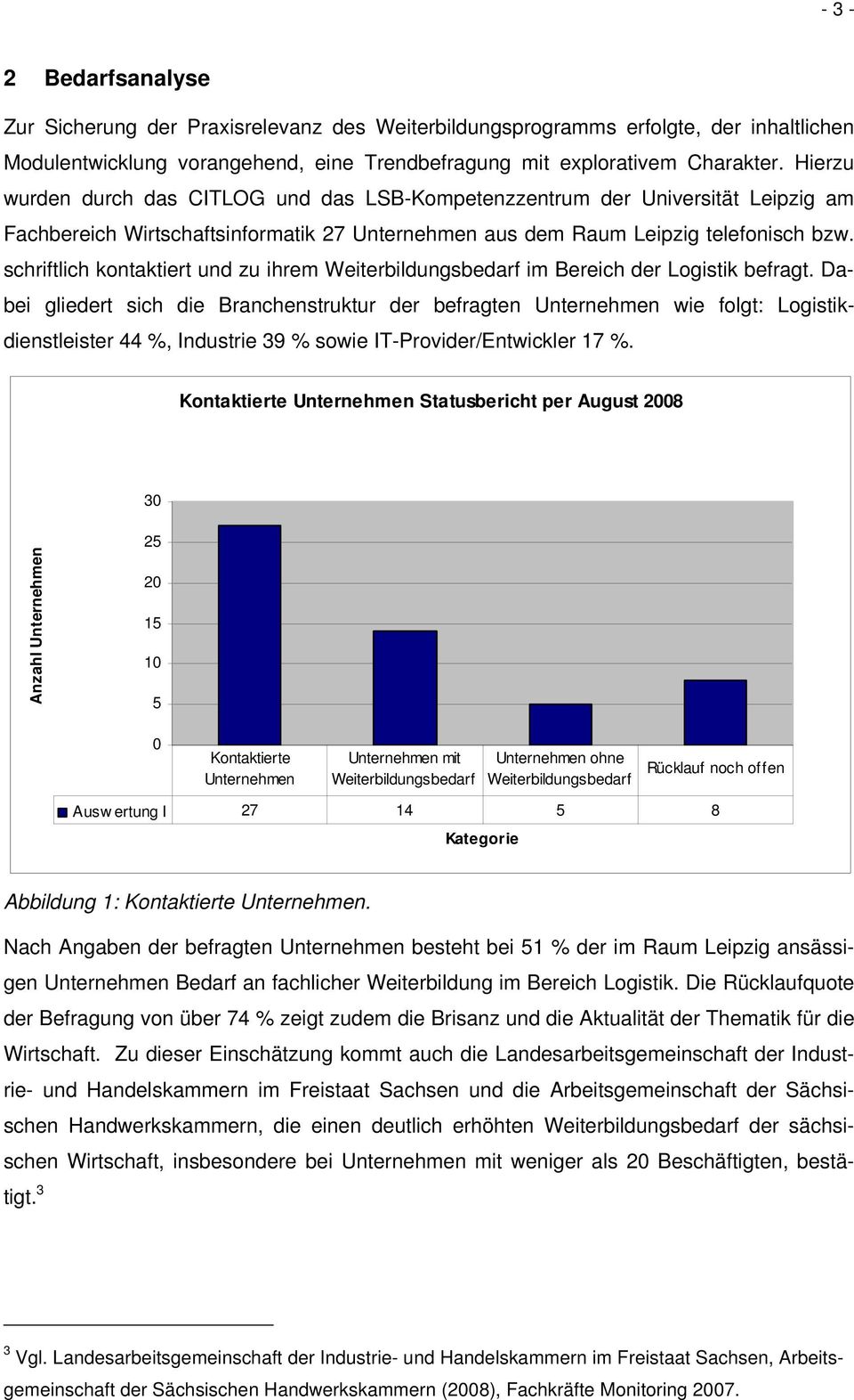 schriftlich kontaktiert und zu ihrem Weiterbildungsbedarf im Bereich der Logistik befragt.