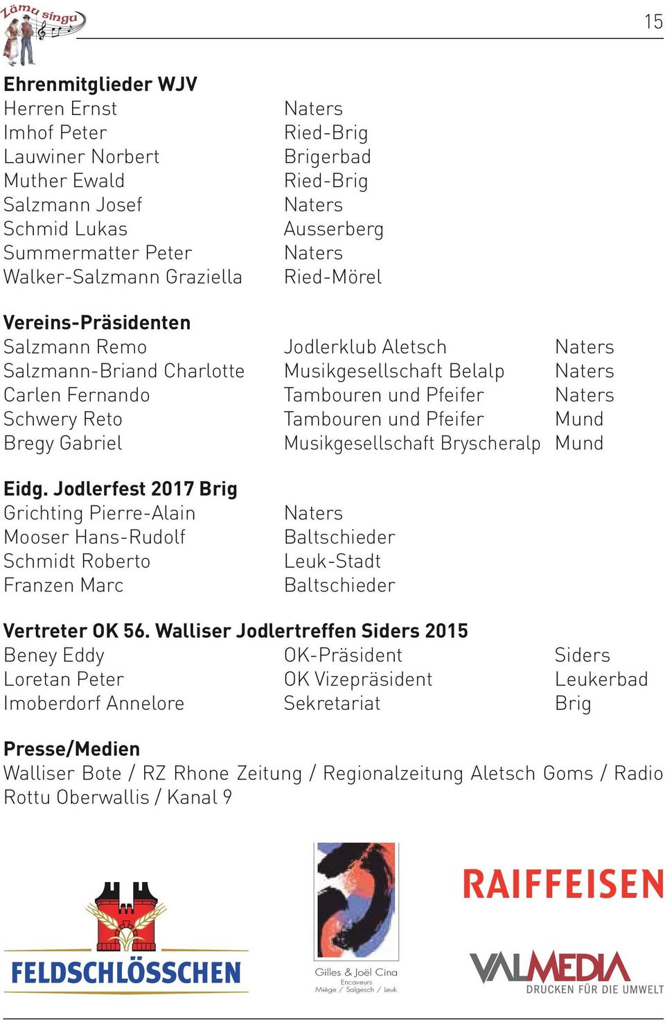 Schwery Reto Tambouren und Pfeifer Mund Bregy Gabriel Musikgesellschaft Bryscheralp Mund Eidg.