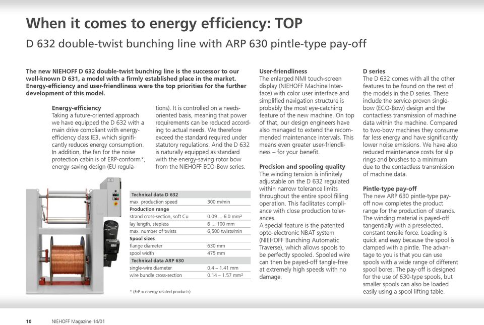 Energy-efficiency Taking a future-oriented approach we have equipped the D 632 with a main drive compliant with energyefficiency class IE3, which significantly reduces energy consumption.