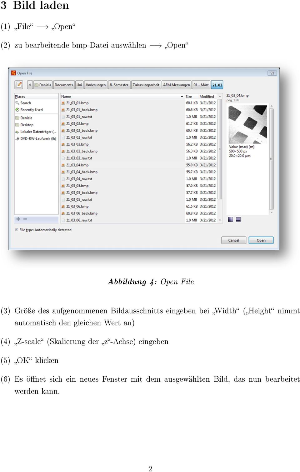 automatisch den gleichen Wert an) (4) Z-scale (Skalierung der z-achse) eingeben (5) OK