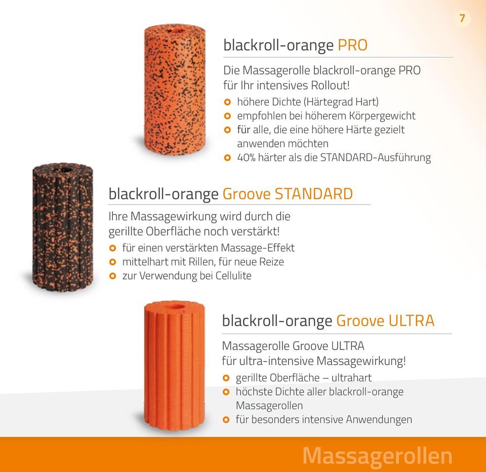blackroll-orange Groove STANDARD Ihre Massagewirkung wird durch die gerillte Oberfläche noch verstärkt!