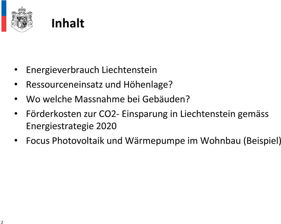 Förderkosten zur CO2- Einsparung in Liechtenstein gemäss