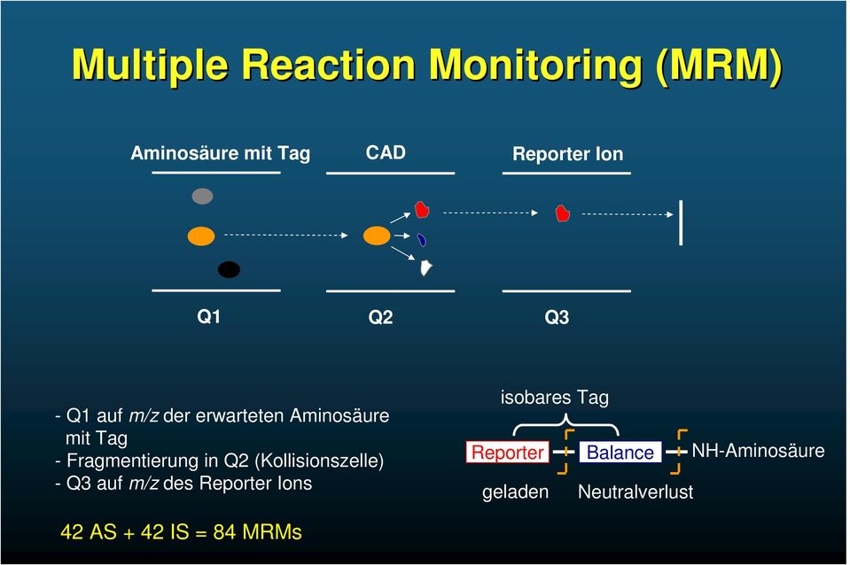 in Q2 (Kollisionszelle) - Q3 auf m/z des Reporter Ions isobares Tag
