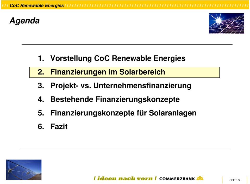 Finanzierungen im Solarbereich 3.