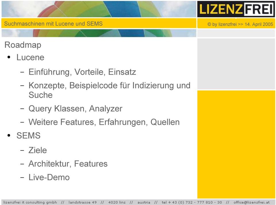 Query Klassen, Analyzer Weitere Features,