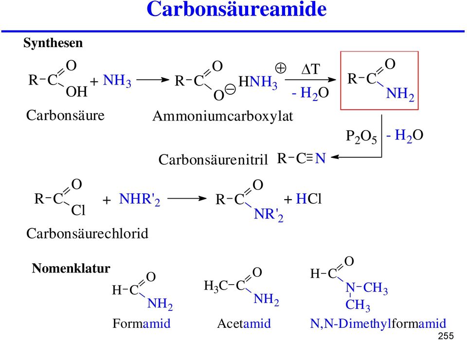 C Cl + R' 2 R C R' 2 + Cl Carbonsäurechlorid omenklatur C