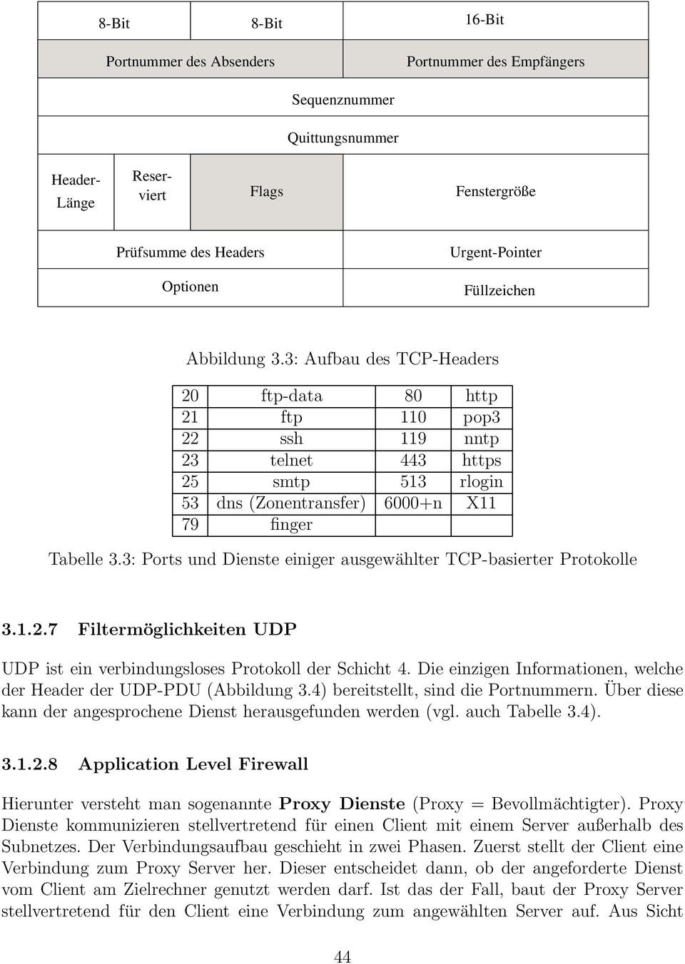 3: Ports und Dienste einiger ausgewählter TCP-basierter Protokolle 3.1.2.7 Filtermöglichkeiten UDP UDP ist ein verbindungsloses Protokoll der Schicht 4.