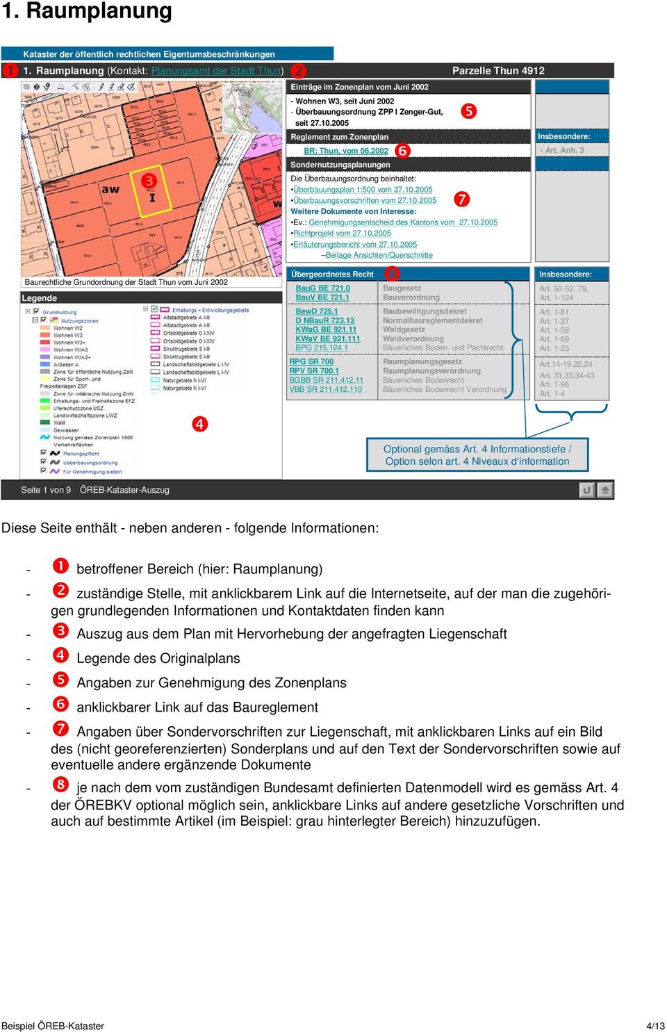 seit Juni 2002 - Überbauungsordnung ZPP I Zenger-Gut, seit 27.10.2005 Reglement zum Zonenplan BR; Thun, vom 06.