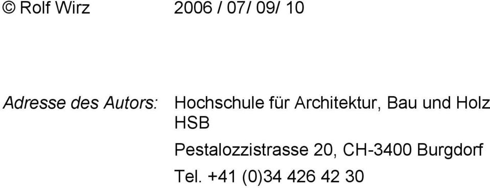 Architektur, Bau und Holz HSB