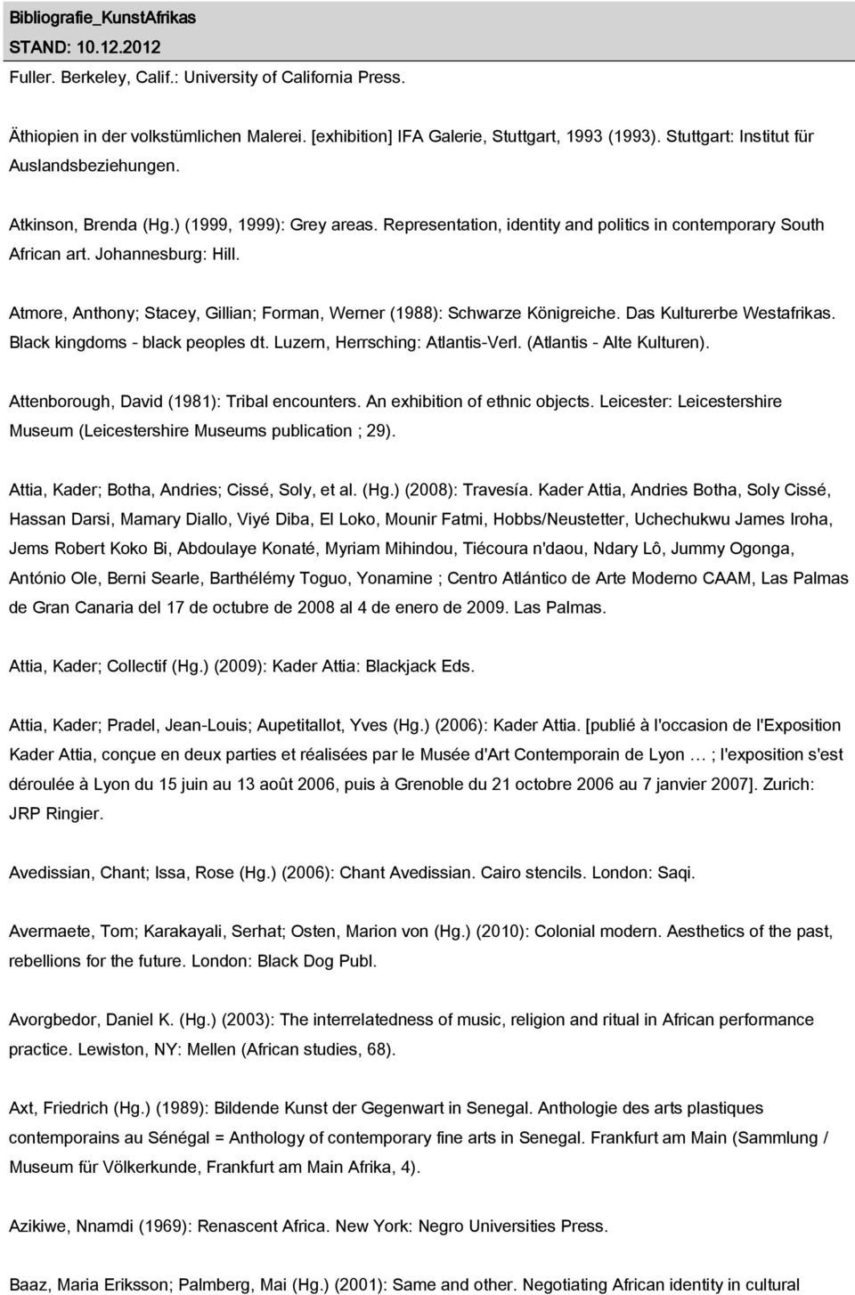 Atmore, Anthony; Stacey, Gillian; Forman, Werner (1988): Schwarze Königreiche. Das Kulturerbe Westafrikas. Black kingdoms - black peoples dt. Luzern, Herrsching: Atlantis-Verl.