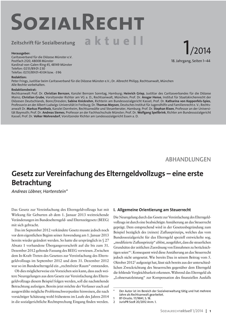 -3 96 Redaktion: Peter Frings, Justitiar beim Caritasverband für die Diözese Münster e.v.; Dr.