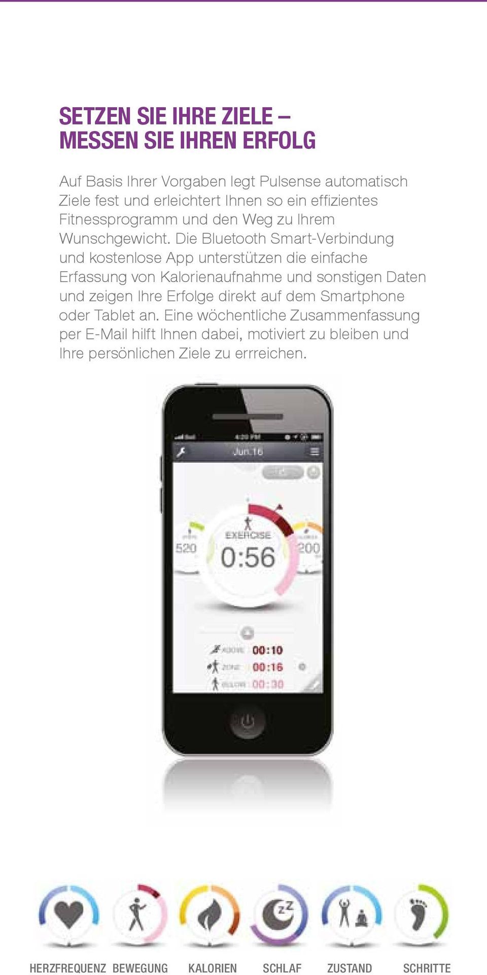 Die Bluetooth Smart-Verbindung und kostenlose App unterstützen die einfache Erfassung von Kalorienaufnahme und sonstigen Daten und zeigen Ihre