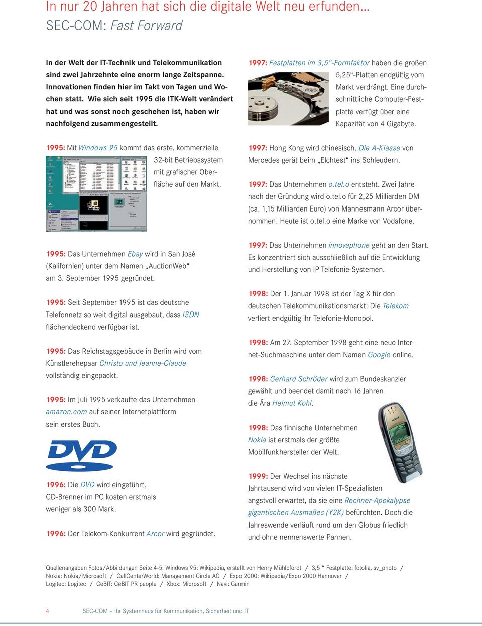 1997: Festplatten im 3,5 -Formfaktor haben die großen 5,25 -Platten endgültig vom Markt verdrängt. Eine durchschnittliche Computer-Festplatte verfügt über eine Kapazität von 4 Gigabyte.