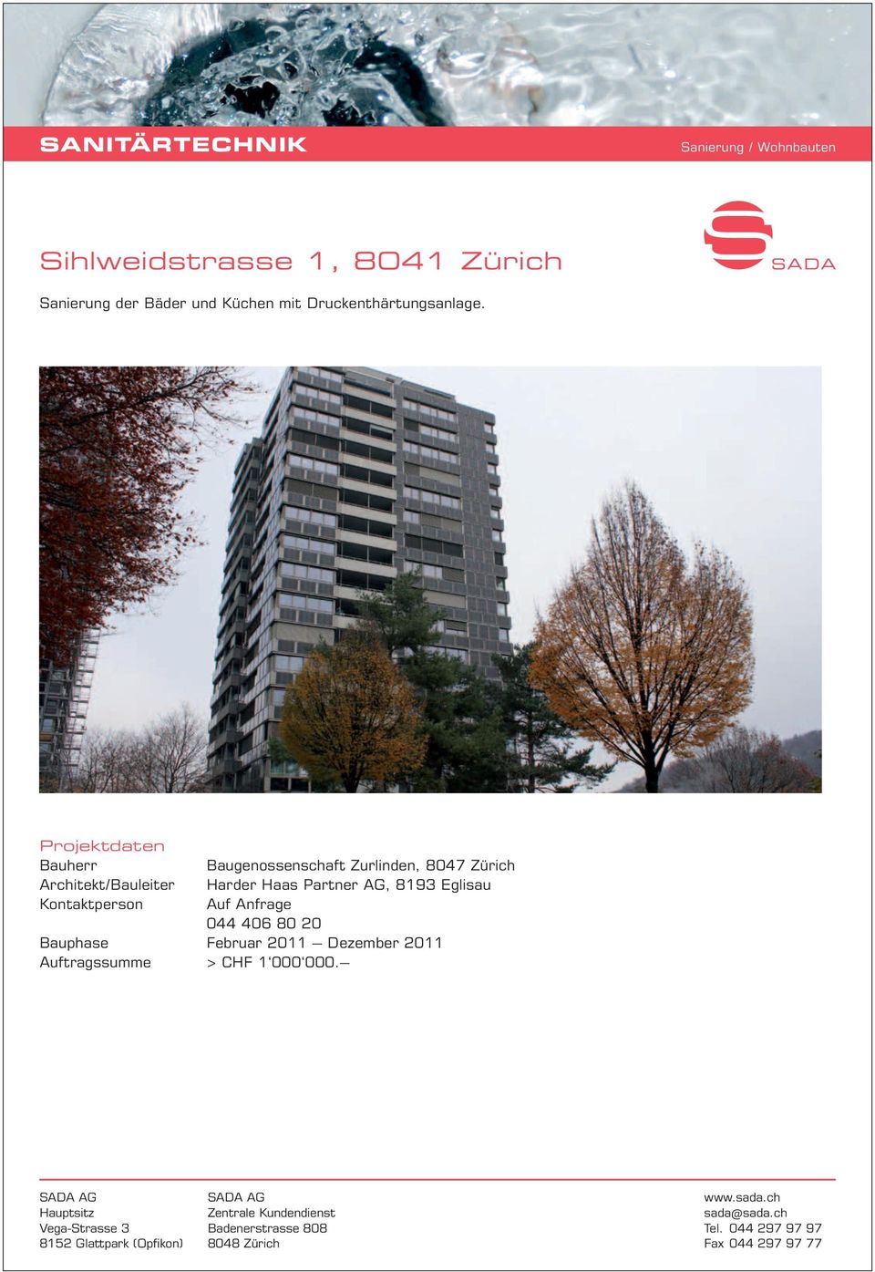Architekt/Bauleiter Baugenossenschaft Zurlinden, 8047 Zürich Harder Haas