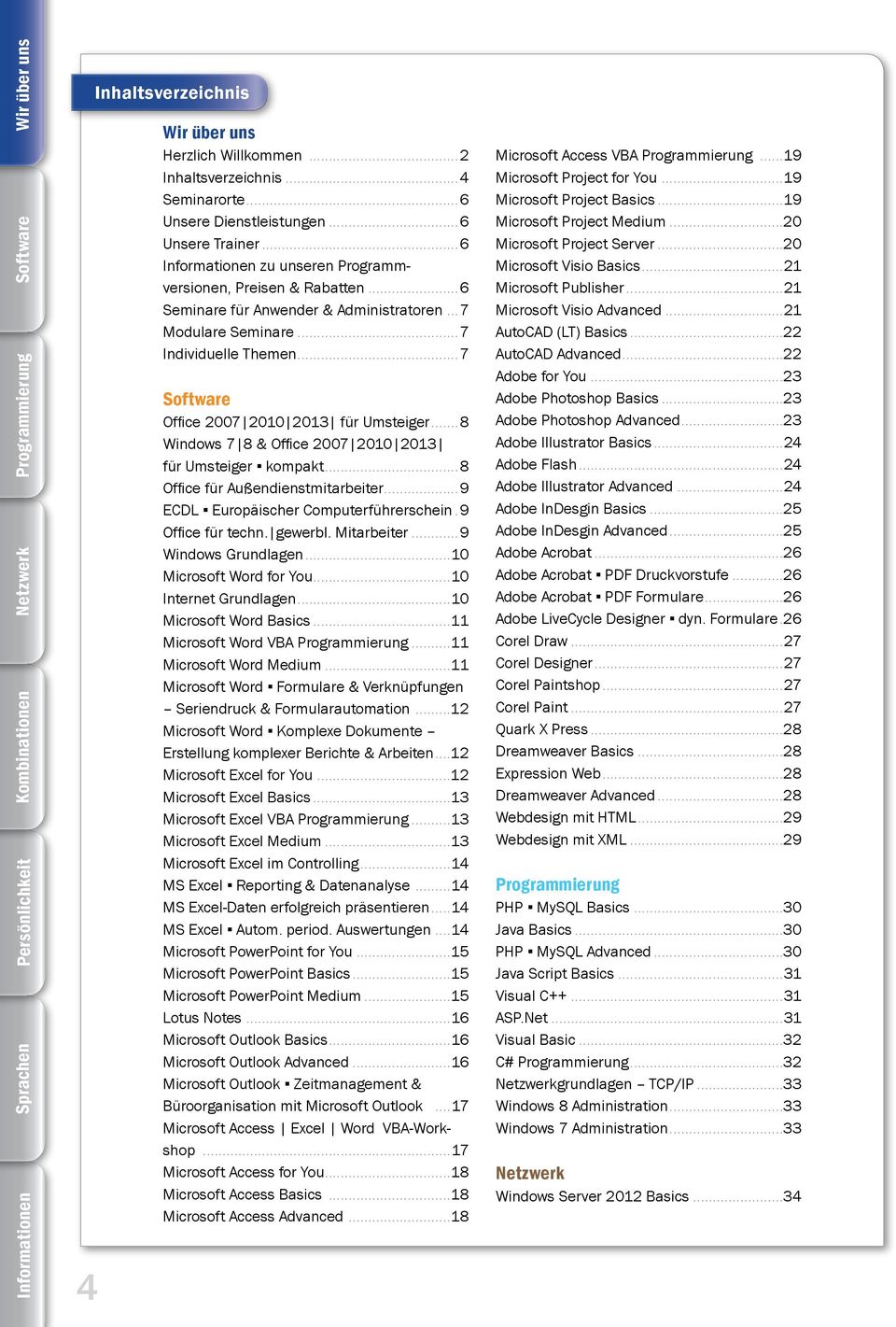 ..7 Individuelle Themen...7 Software Office 2007 2010 2013 für Umsteiger...8 Windows 7 8 & Office 2007 2010 2013 für Umsteiger kompakt...8 Office für Außendienstmitarbeiter.