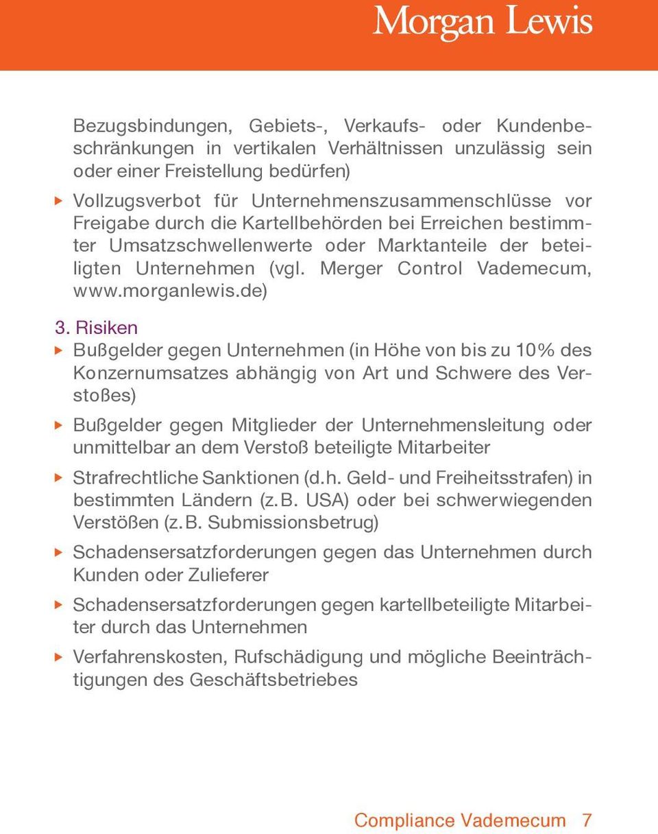 Risiken Bußgelder gegen Unternehmen (in Höhe von bis zu 10% des Konzernumsatzes abhängig von Art und Schwere des Verstoßes) Bußgelder gegen Mitglieder der Unternehmensleitung oder unmittelbar an dem