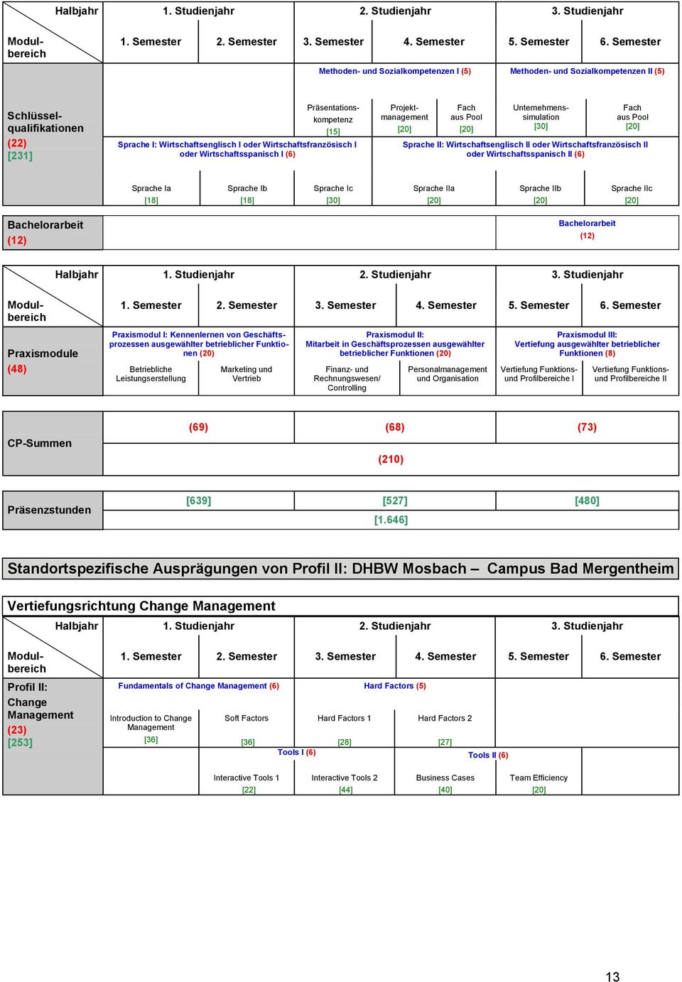 Wirtschaftsfranzösisch I oder Wirtschaftsspanisch I (6) Projektmanagement [20] Fach aus Pool [20] Unternehmenssimulation [30] Fach aus Pool [20] Sprache II: Wirtschaftsenglisch II oder