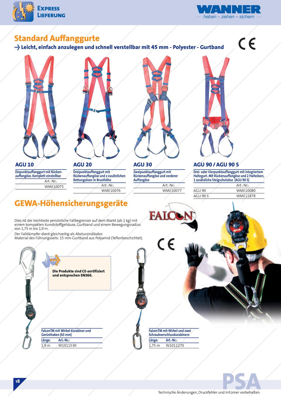 : WME10076 GEWA-Höhensicherungsgeräte AGU 30 Zweipunktauffanggurt mit Rückenauffangöse und vorderer Auffangöse Art.-Nr.
