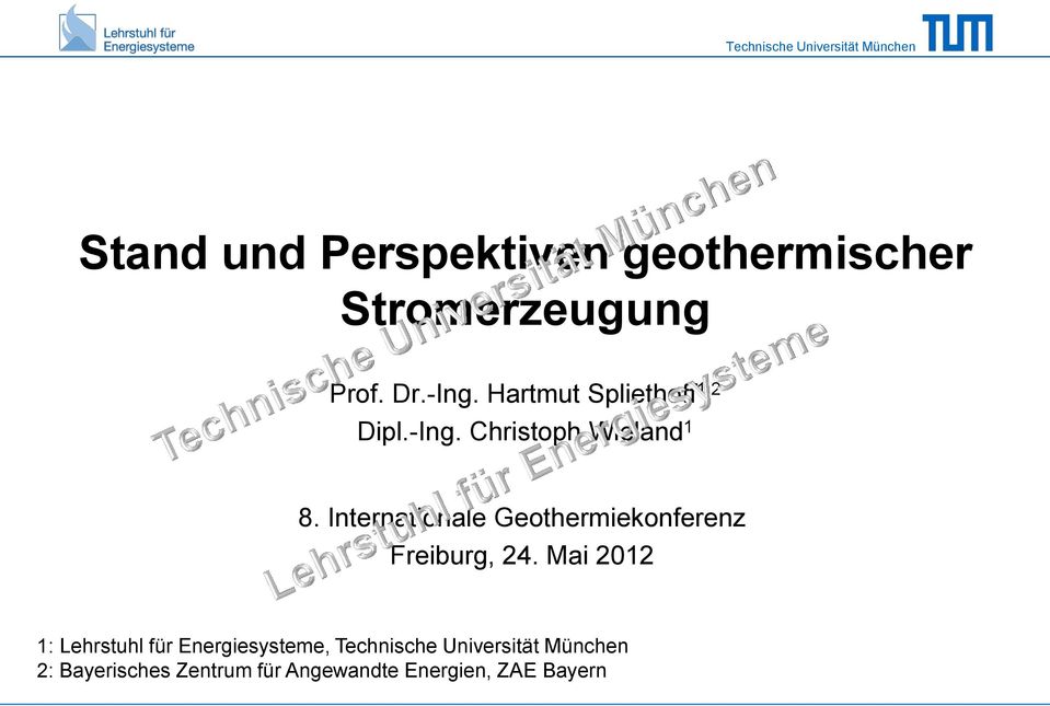 Internationale Geothermiekonferenz Freiburg, 24.