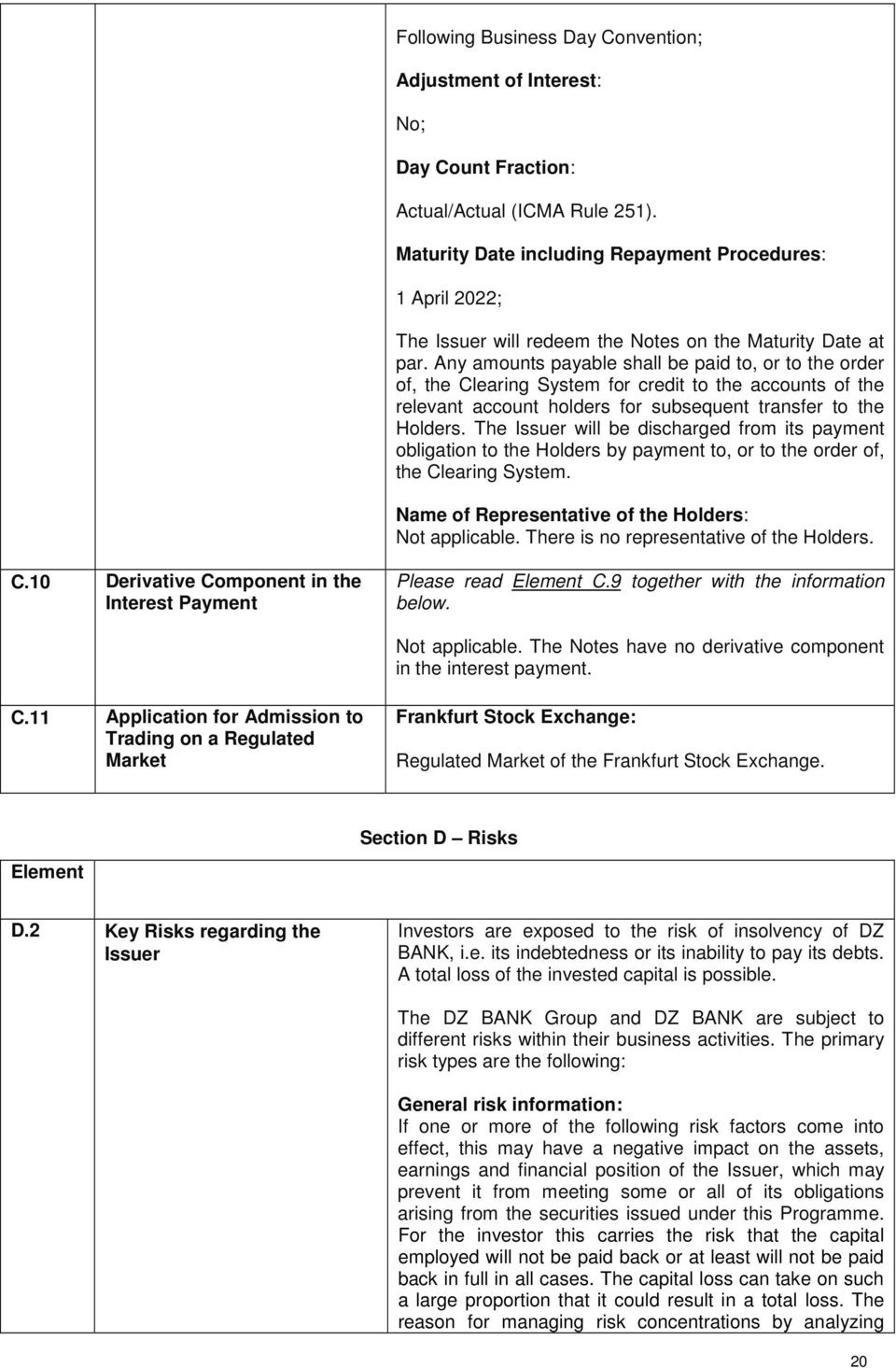 Any amounts payable shall be paid to, or to the order of, the Clearing System for credit to the accounts of the relevant account holders for subsequent transfer to the Holders.