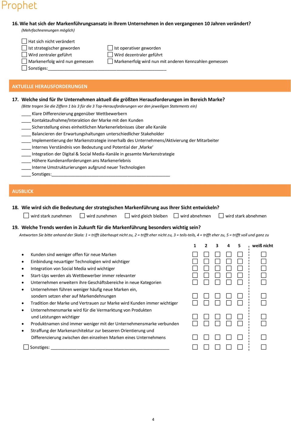 HERAUSFORDERUNGEN 17. Welche sind für Ihr Unternehmen aktuell die größten Herausforderungen im Bereich Marke?