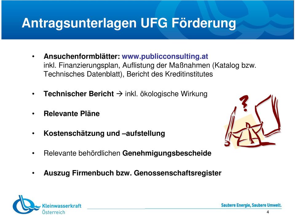 Technisches Datenblatt), Bericht des Kreditinstitutes Technischer Bericht inkl.