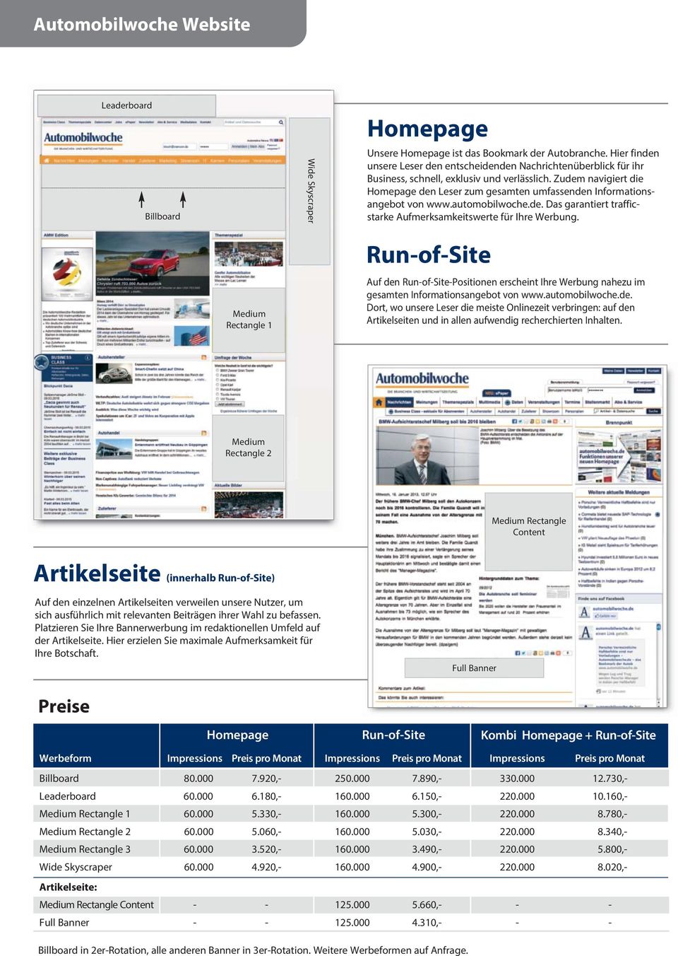 Zudem navigiert die Homepage den Leser zum gesamten umfassenden Infor mations - angebot von www.automobilwoche.de. Das garantiert trafficstarke Aufmerksamkeitswerte für Ihre Werbung.