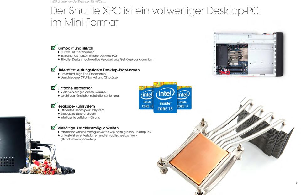 High-End-Prozessoren Verschiedene CPU-Sockel und Chipsätze Einfache Installation Viele vorverlegte Anschlusskabel Leicht verständliche Installationsanleitung Heatpipe-Kühlsystem