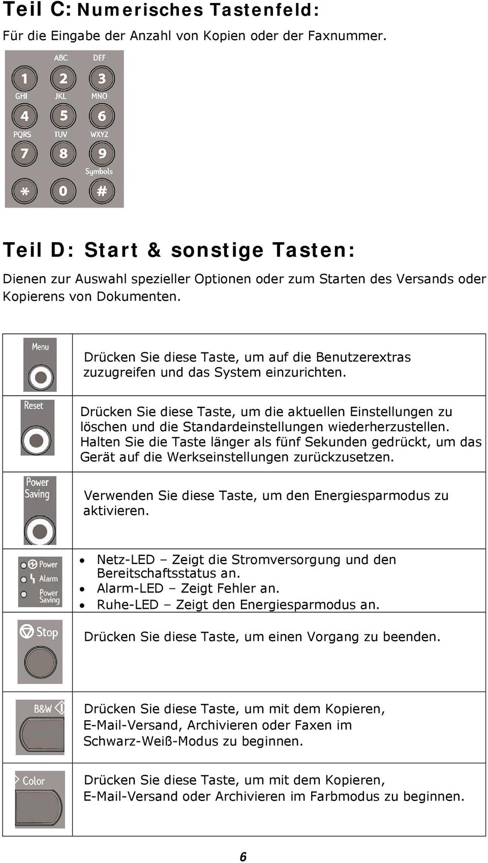 Drücken Sie diese Taste, um auf die Benutzerextras zuzugreifen und das System einzurichten.