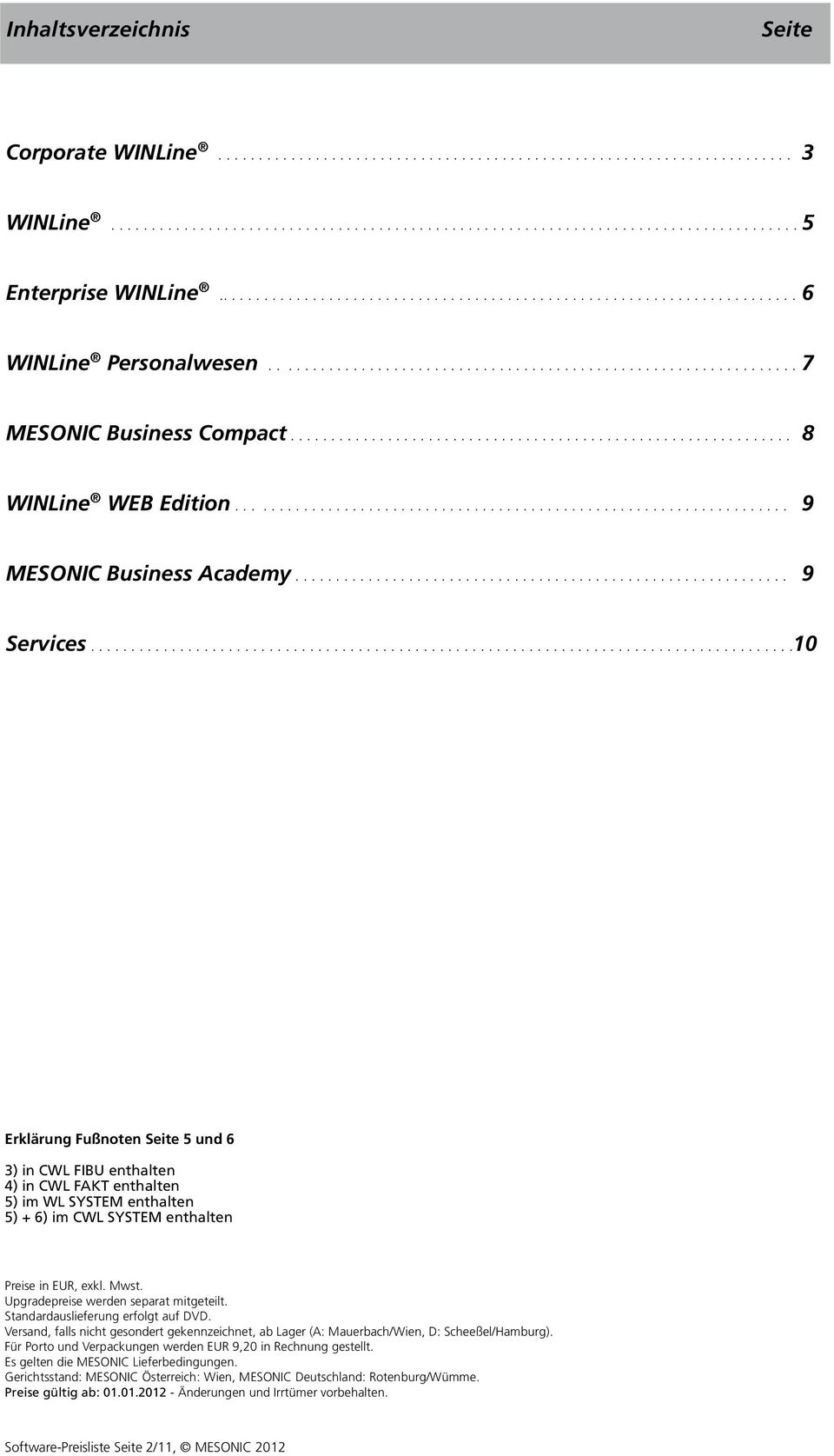 ............................................................. 8 WINLine WEB Edition.................................................................... 9 MESONIC Business Academy............................................................. 9 Services.
